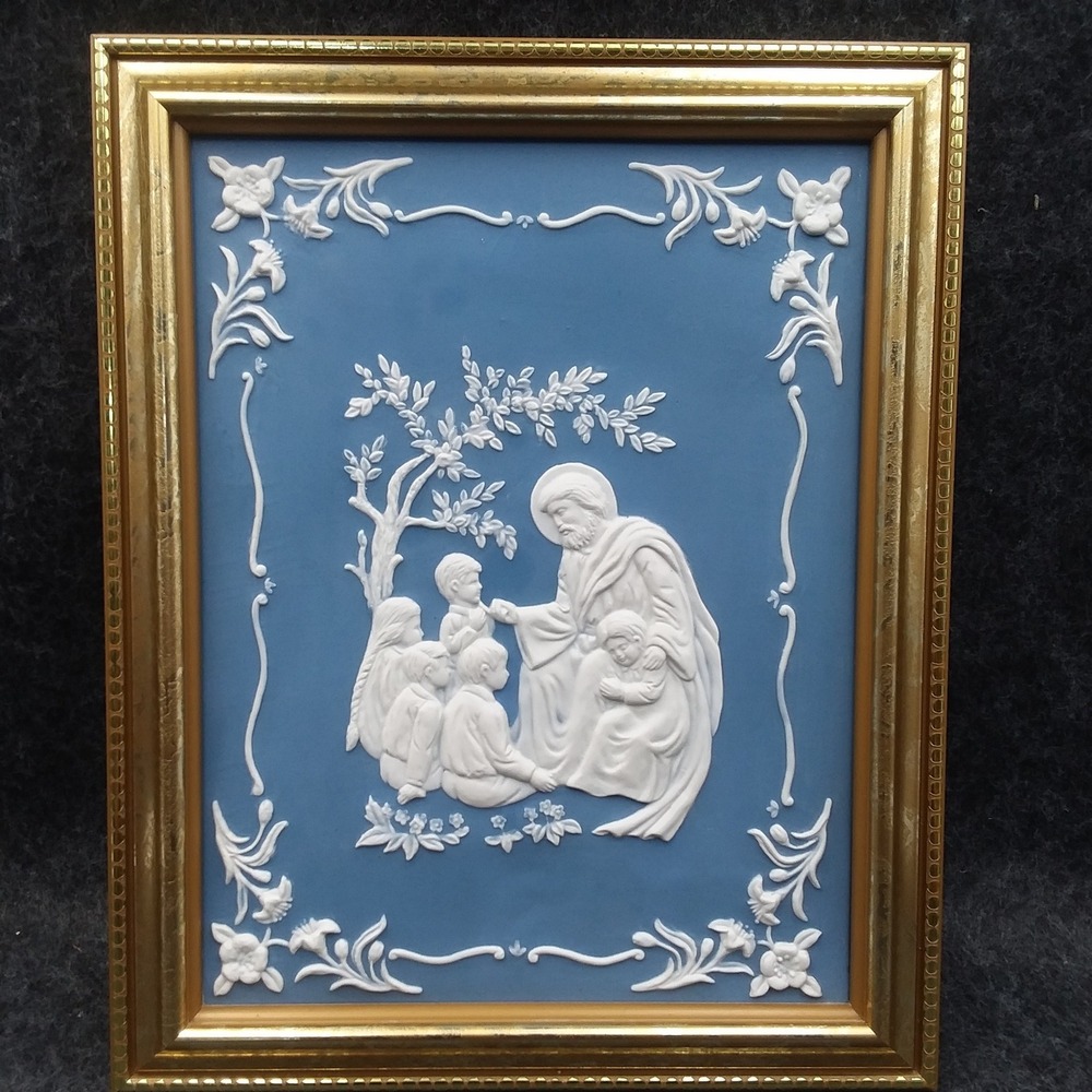 Lenox Wedgwood Blue Jasperware Children's Blessing‎ Fine Porcelain Framed 1996